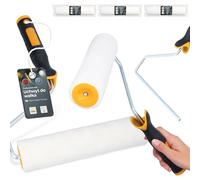 3x Rullo Vernice 25 cm Manico Supporto Pareti Soffitti Facciate Perfetto Lavori Ristrutturazione Facili Pittura Applicazione Precisa Rulli Rullino Dipingere