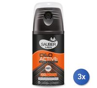3x Sauber Deodorante Spray 35 Ml. Man Deoactive Minitaglia