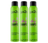 3x Schwarzkopf Got2b Shampoo Secco Extra Rinfrescante con Mela e Sandalo 200 ml