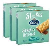 3X Scotti Barretta Snack con Farina di Riso e Ripieno al Cacao Senza Lattosio (Lactose Free) 150gr [3 Confezioni]