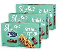 3X Scotti Si con Riso Barretta con Riso e Gocce di Cioccolato Senza Lattosio (Lactose Free) 86g [3 Confezioni]