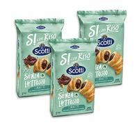 3X Scotti Si con Riso Cornetto con Crema al Cioccolato e Nocciole Senza Lattosio (Lactose Free) 240g [3 Confezioni]