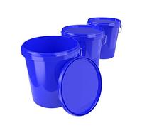 3X Secchio con coperchio da 16 litri Blu - ermetico e stabile per uso alimentare, secchio vuoto con manico e chiusura per alimenti, chimica, vernice murale, detersivo in polvere, adesivi