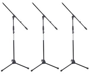 3x SET ASTE MICROFONO STAND SUPPORTO GIRAFFA TREPPIEDE MICROFONICHE REGOLABILE