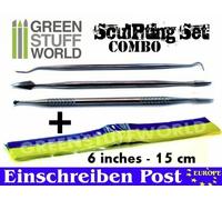 3x Set di strumenti per il modellismo + composto epossidico Green Stuff 6'(15cm)