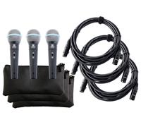Pronomic DM-58-B Microfono Vocale con Interruttore Set da 3 incl. 3x Cavo XLR da 5m con Suono Potente e Caldo