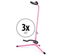 3x Set Supporto Stand Chitarra Basso Elettrica Acustica Terra Imbottito Rosa