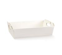 3X SETA BIANCO 40X30X12 cm Cesto Vassoio per Bomboniere 177V