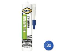 3x Silicone neutro Uhu Bostik Universale, modello D2663, colore Testa di moro, e