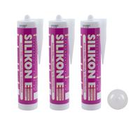 3x Silicone Trasparente 310ml Universale Sanitario Bagno Doccia Finestra Inte...