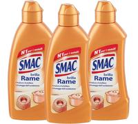 3X Smac Brilla Rame 250ml Crema Detergente Lucida Protegge Metalli Professionale