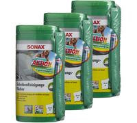 3x SONAX 04120410 Panni Pulizia Vetri Box Con Panno IN Microfibra 75 ML