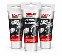 3x SONAX pasta di alluminio cromata 75 ml lucidante per metalli cura del crom...