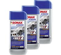 3x SONAX XTREME Polish+Wax 2 Hybrid NPT Lucidatura & Cera Auto 500 ml