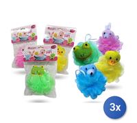 3x Spugna Bagno Rete Con Animali Setablu 59497 Made In Italy