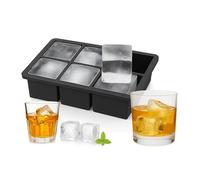 3x Stampo in Silicone per Cubetti di Ghiaccio, XXL, Vaschetta Forma-Ghiaccio 5 cm, con 6 Scomparti, Nero