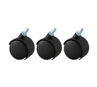 3X stelo filettato da 6 mm, ruota girevole doppia da 40 mm, nera