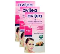 3x Strisce Depilatorie Viso BURRO DI KARITÉ BIO e OLIO DI ARGAN BIO, Fragranza Alle Bacche Di Acai, Per Pelli Normali (Confezione Da 16 Strisce+3 Salviette Post-Epilazione All'Aloe)