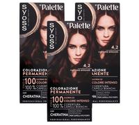 3x Syoss by Palette Colorazione Permanente Castano Mogano 4_2 con Cheratina