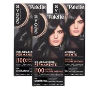 3x Syoss by Palette Colorazione Permanente Nero 1_1 con Cheratina