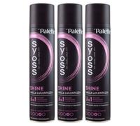 3x Syoss Palette Lacca Spray Shine Lucentezza Professionale Lunga Tenuta 300 ml