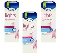 3x Tena Lights 20 Pezzo Salvaslip per Sensibile Pelle 0% Duft- E Coloranti