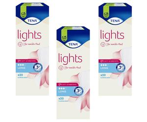 3x Tena Lights 20 Pezzo Salvaslip per Sensibile Pelle 0% Duft- E Coloranti