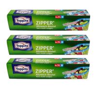 3x Toppits Zipper Sacchetti Universali da Congelamento 3L con Cerniera 8 Pezzi