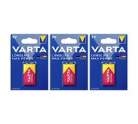 3x VARTA Longlife Max Power Batterie Alcaline 9V E-Block 6LR61 PP3