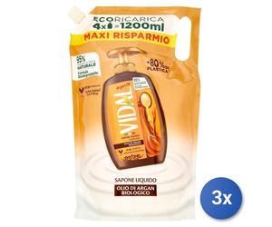 3x Vidal Sapone Sacco 1200 Ml. Olio Di Argan Made In Italy