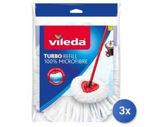 3x Vileda Turbo Classic Testa Del Mocio Bianco