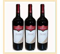 3x Vino Rosso Piceno doc, bottiglia 0,75 lt, Cantina Moncaro, Acquaviva Picena, Ascoli Piceno, Italy, prodotto tipico marchigiano