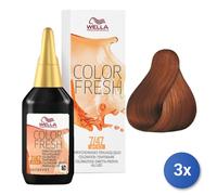 3x Wella Color Fresh 7/47 Medium Blonde/Red Brown 75Ml