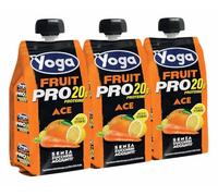 3X Yoga Fruit Pro Ace Succo di Frutta con Arancia, Carota e Limone con Vitamine, Proteine e Senza Zuccheri Aggiunti 250ml