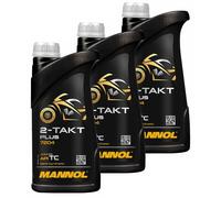 3X1 Litro MANNOL 2-Takt Plus API TC Olio Moto Scooter Parzialmente Sintetico
