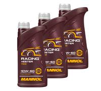 3x1 Litro Mannol Racing + Ester 10W-60 olio motore Api Sn / CH-4 Acea A3/B4