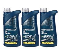 3X1 Litro Originale MANNOL Olio Compressore ISO 46