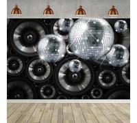 3x2m Sfondo Disco Argento Disco Ball Palcoscenico Night Club Musica Dance Party Neon Compleanno Fotografia Sfondo 70s 80s 90s Adulti Decorazioni festa a tema discoteca Banner Photo Booth Props