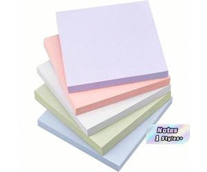 3x3 , bloc notes adesivi pastello, facili da applicare, adatti per uso domestico, ufficio e scuola, 1/5 di blocco (100 fogli per blocco) Colore unicoCarta tessile