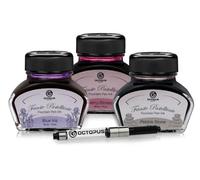 3x30 ml Octopus inchiostro da scrittura pastello con convertitore, Blue Iris, Cherry Blossom,Pebble Stone