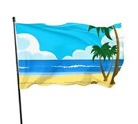 3x5 Ft Bandiera da Giardino Decorativa per Esterni Mare Tropicale con Palme Grande Striscione Colore Vivido in Poliestere Premium Festival Stagionale