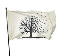 3x5 Ft Bandiera Decorativa per Esterni Grande Bandiera da Giardino Albero e Farfalle Volanti Bandiera