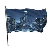 3x5 Ft Bandiera Decorativa per Esterni Grande Bandiera da Giardino Città Edifici di Notte Bandiera St