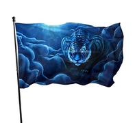 3x5 Ft Bandiera Decorativa per Esterni Grande Bandiera da Giardino Fresco Tigre Animale Blu Bandiera