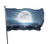 3x5 Ft Bandiera Decorativa per Esterni Grande Bandiera da Giardino La Scena Notturna della Luna Bandiera Divertente Colori Vivaci in Poliestere Bandi