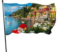 3x5 Ft Bandiera Decorativa per Esterni Grande Bandiera da Giardino Mare Città Edifici Bandiera da Fes