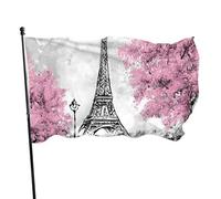 3x5 Ft Bandiera Decorativa per Esterni Grande Bandiera da Giardino Parigi Paesaggio Torre Eiffel Band