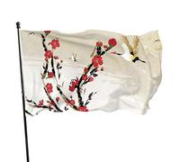 3x5 Ft Bandiera Decorativa per Esterni Grande Bandiera da Giardino Rosso Fiore di Ciliegio Fiore Band