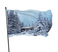 3x5 Ft Bandiera Decorativa per Esterni Grande Bandiera da Giardino Scena di Neve di Natale Band