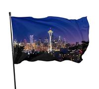 3x5 Ft Banner decorativo per esterni Grande bandiera da giardino Le scene notturne della città Bandiera divertente Colori vivaci Bandiera sopravvento in poliestere B